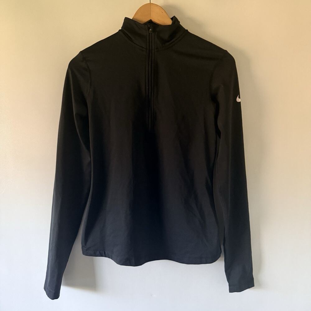 Nike Pro Dri-FIT 1/2 Zip Mock Neck Running Training Top Black Sz Small Athletic